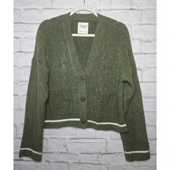 Abercrombie and Fitch wool blend button down cardigan sweater green small. - Picture 3 of 10